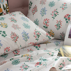 Hawthorne Classic Cool Percale Flat Bed Sheet - Ivory Multi, Queen