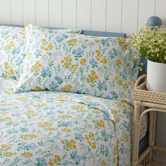 Isadora Classic Cool Cotton Percale Bed Sheet Set - Floral, Queen