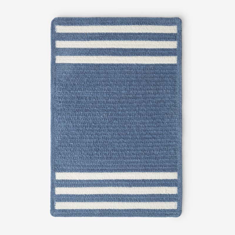 Chenille Border Stripe Handwoven Reversible Rug - Slate Blue, 3' x 5'