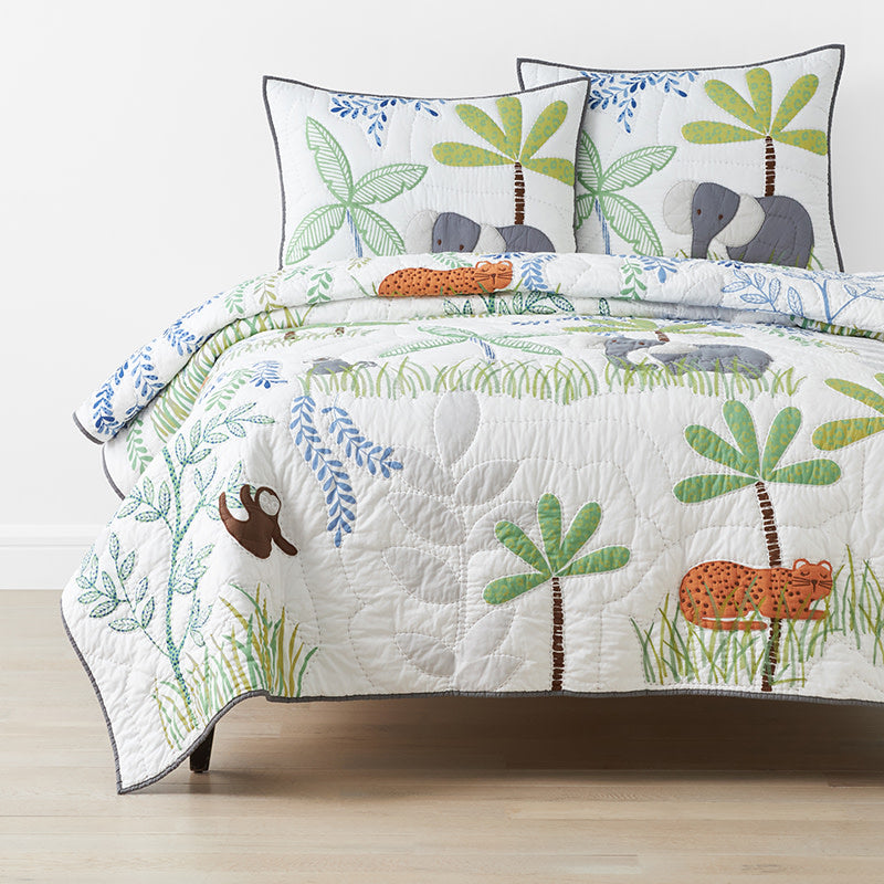 Jungle Quilt - White Multi, Full/Queen