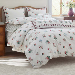 Ditsy Dahlia Classic Cool Cotton Percale Duvet Cover - Cream Multi, Twin/Twin XL