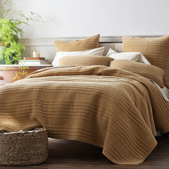 Line Stitch Velvet Quilted Sham - Gold, King