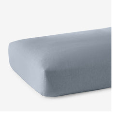 Premium Breathable Washed Linen Solid Fitted Bed Sheet - Dusty Blue, Full
