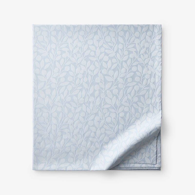 Jacquard Leaf Yarn-Dyed Premium Smooth Supima® Cotton Wrinkle-Free Sateen Flat Bed Sheet - Blue Shadow, Twin/Twin XL