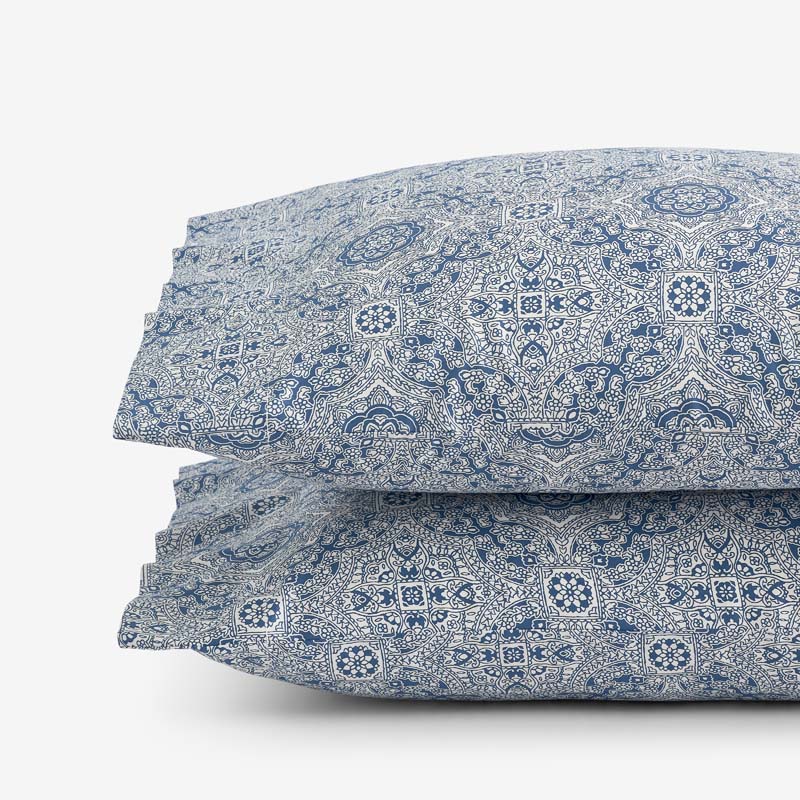 Floral Tapestry Premium Smooth Sateen Pillowcase Set - Blue, King