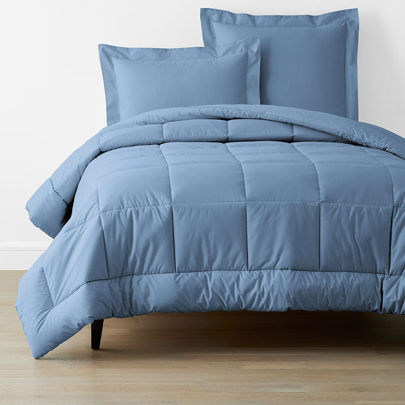 Classic Cool Cotton Percale Comforter - Slate Blue, Full/Queen