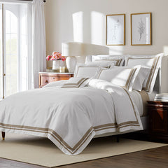 Double Border Premium Smooth Supima® Cotton Wrinkle-Free Sateen Duvet Cover - Light Birch, Twin/Twin XL