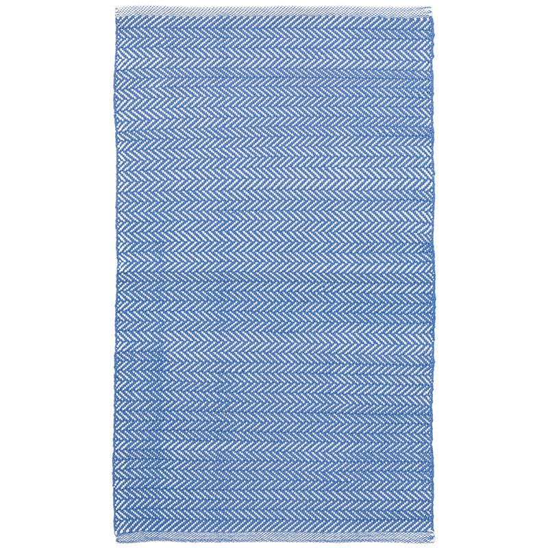 Herringbone Handwoven Reversible Indoor/Outdoor Rug - French Blue, 2' 6" x 8' Runner