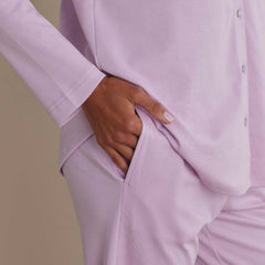 Pima Cotton Women's Button-Down Pajama Set - Dusty Pink, L