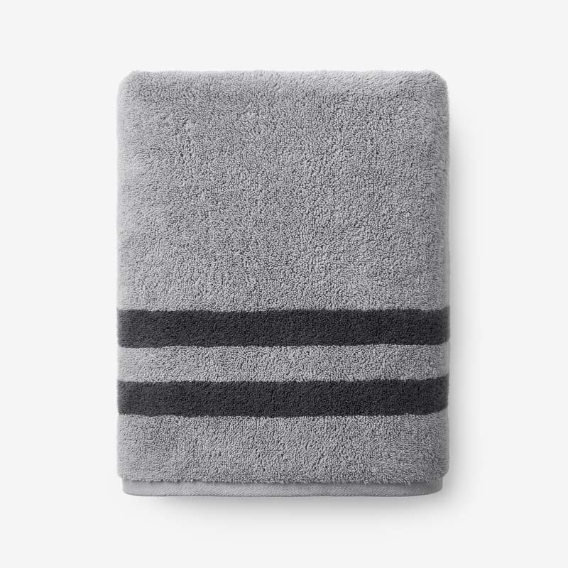 Mirage Aegean Cotton Reversible Stripe Bath Towel - Slate Gray