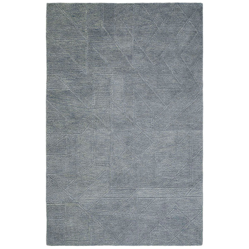 Relief Hand Tufted Wool Rug -  Blue, 8' x 10'