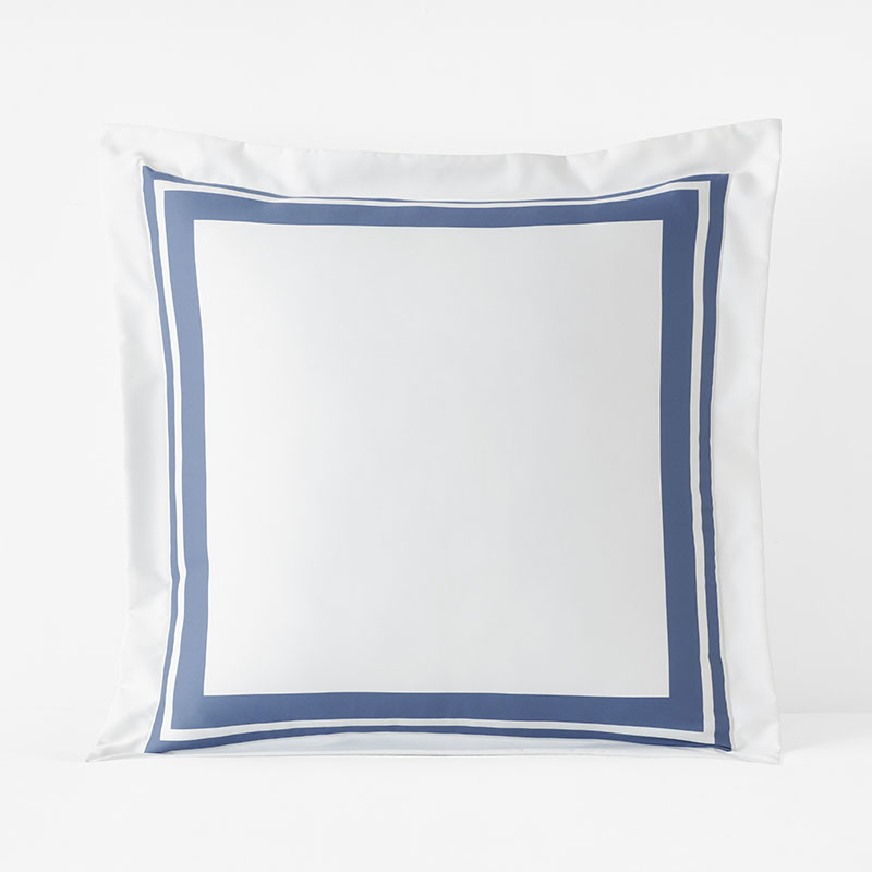 Double Border Premium Smooth Supima® Cotton Wrinkle-Free Sateen Sham - Blue Dusk, Euro