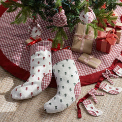Flower Holiday Stocking - Red