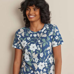 Printed Pima Cotton Women's Shorts Set - Twilight Blossom, XS