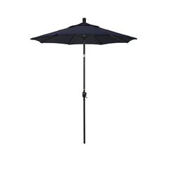 6' Round Outdoor Patio Umbrella, Aluminum with Push Button Tilt - Black Finish, Navy
