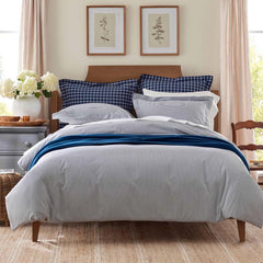 Classic Stripes and Plaids Cool Yarn-Dyed Cotton Percale Bed Sheet Set - Stripe White/Blue, King