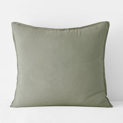 Premium Breathable Washed Linen Solid Sham - Moss Green, Euro