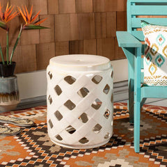 Ceramic Trellis Side Table - Cream