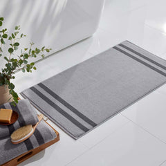 Mirage Aegean Cotton Reversible Stripe Bath Mat - Slate Gray, 20 in. x 36 in.