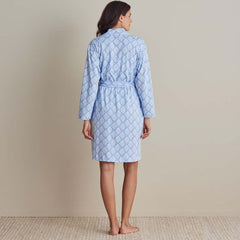 Printed Pima Cotton Women's Kimono Robe - Lisbon Blue, S