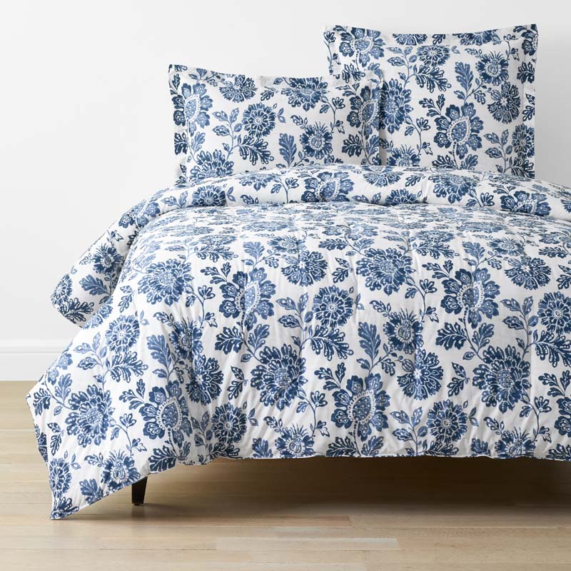 Floral Indigo Garden Classic Cool Cotton Percale Comforter - Blue, King/Cal. King