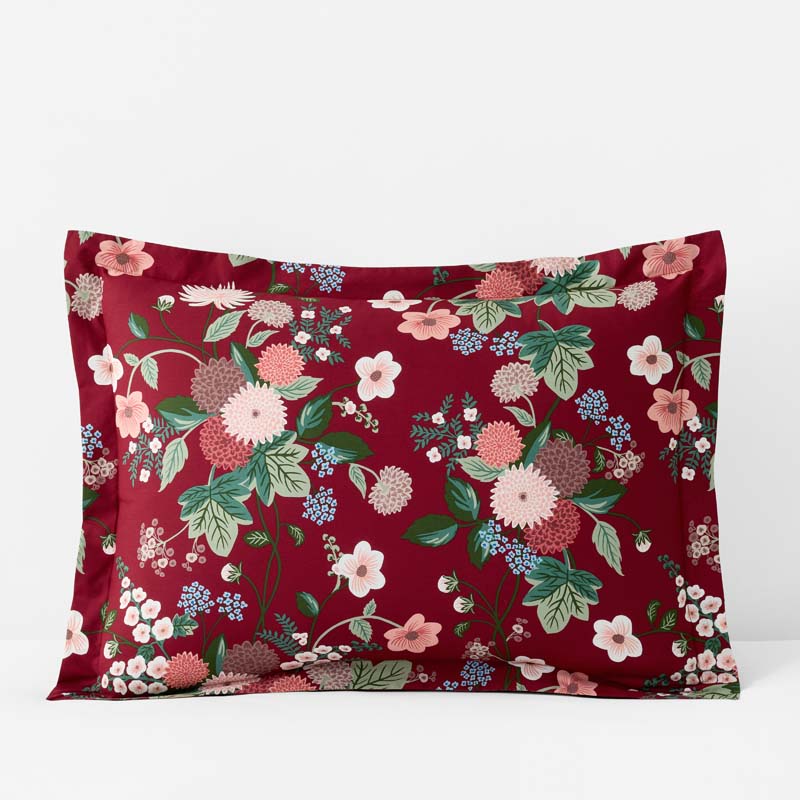 Dahlia Classic Cool Cotton Percale Sham - Dark Red, King