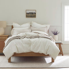 Classic Ultra-Cozy Cotton Velvet Flannel Bed Sheet Set - Ivory, Queen