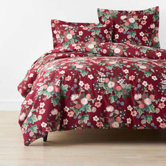 Dahlia Classic Cool Cotton Percale Duvet Cover - Dark Red, Twin/Twin XL