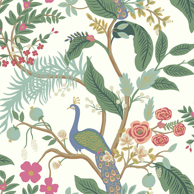 Peacock Traditional Wallpaper - Periwinkle, Swatch