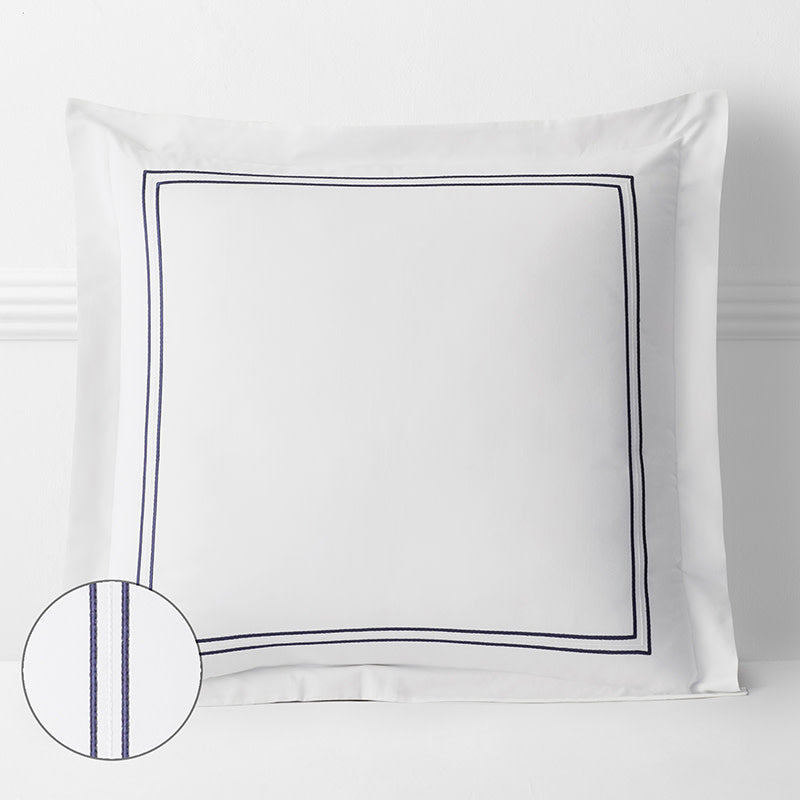 Dorset Stripe Luxe Smooth Egyptian Cotton Sateen Sham - Blue, Euro