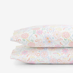 Floral Dream Classic Cool Organic Cotton Percale Pillowcase Set - White Multi, Standard