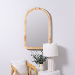 Arched Rattan Wall Mirror - Natural