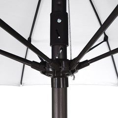 Round Outdoor Patio Umbrella, Aluminum with Auto Tilt Crank - Black Finish, Antique Beige, 9'