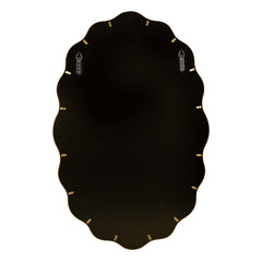 Oval Scalloped Metal Frame Wall Mirror - Gold