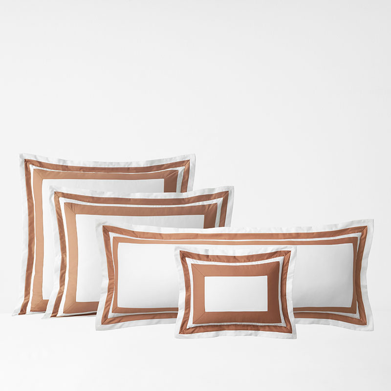Double Border Wrinkle-Free Sateen Pillow Covers - Caramel, Boudoir