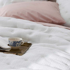 Gauze Deco Quilted Sham - Off White, King