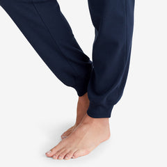 Pima Cotton Women's Jogger Pants Pajama Set - Navy, XXL
