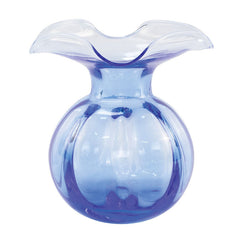 Hibiscus Glass Fluted Vases - Blue, Medium
