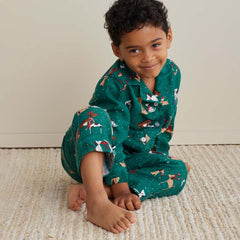 Family Flannel Kid's Button-Down Pajama Set - Holiday Pups, 10