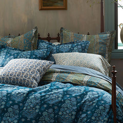 Nawab Floral Premium Smooth Sateen Reversible Sham - Blue Multi, Standard