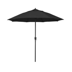 Round Outdoor Patio Umbrella, Aluminum with Auto Tilt Crank - Black Finish, Black, 7.5'