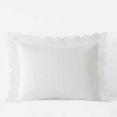 Eyelet Classic Cool Cotton Percale Solid Sham - White, King