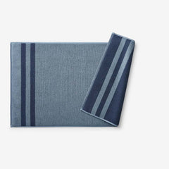 Mirage Aegean Cotton Reversible Stripe Bath Mat - Smoky Blue, 20 in. x 36 in.