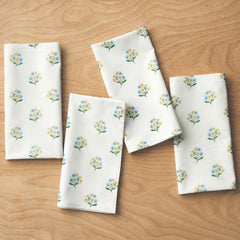Garden Floral Cotton Napkins, Set of 4 - Gardenia Mist