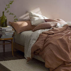 Premium Breathable Washed Linen Solid Pillowcase Set - Terracotta, Standard