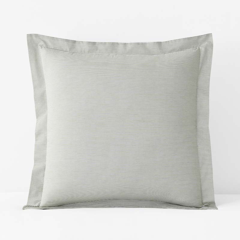 Classic Stripes and Plaids Cool Yarn-Dyed Cotton Percale Sham - Stripe Green, Euro