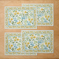 Garden Floral Cotton Placemats, Set of 4 - Gardenia Mist
