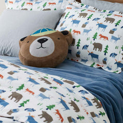 Forest Friends Classic Cool Organic Cotton Percale Duvet Cover Set - White Multi, Twin/Twin XL