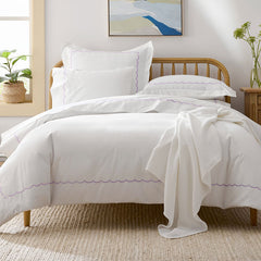 Scallop Embroidered Premium Cool Egyptian Percale Sham - Lavender, Euro