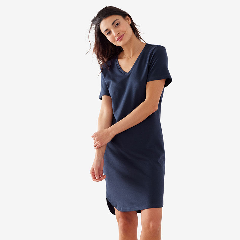 Pima Cotton Nightgown - Navy, XXL